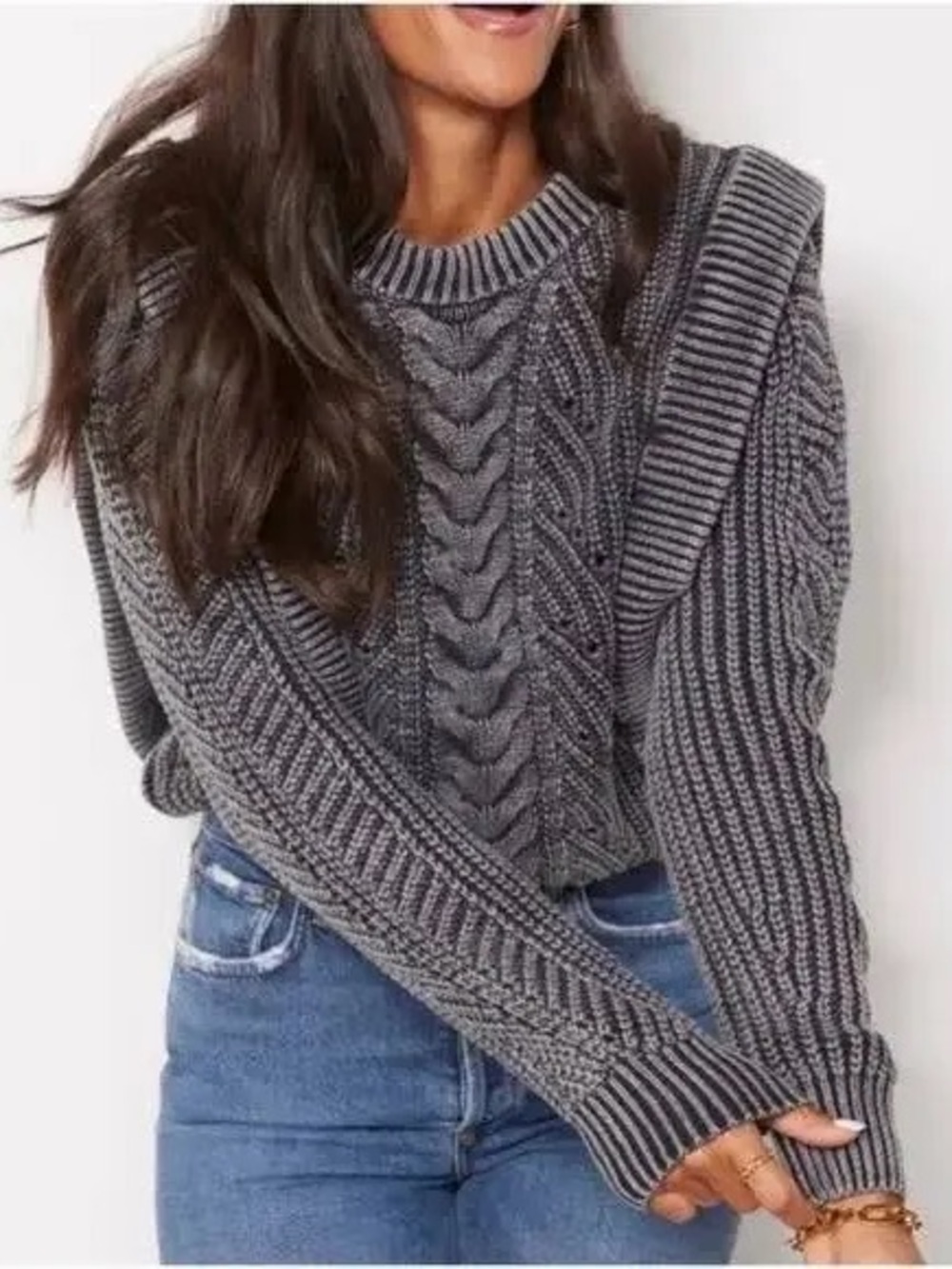 Evereve Kierra Grey Crewneck Sweater - Size Large